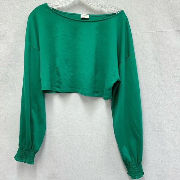 Aritza Wilfred Green Enzo Smocked Cuff Long Sleeve Crop Top Size Large Cotton
⁩ - Picture 10 of 14
